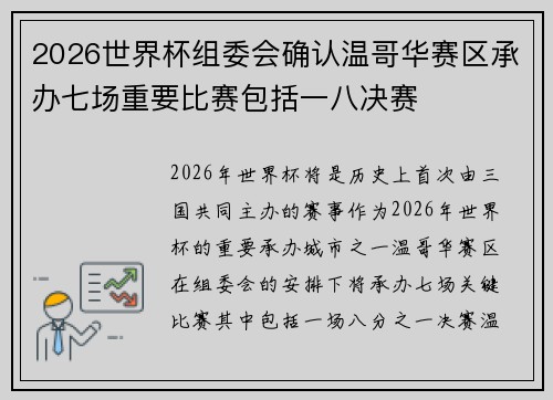 2026世界杯组委会确认温哥华赛区承办七场重要比赛包括一八决赛